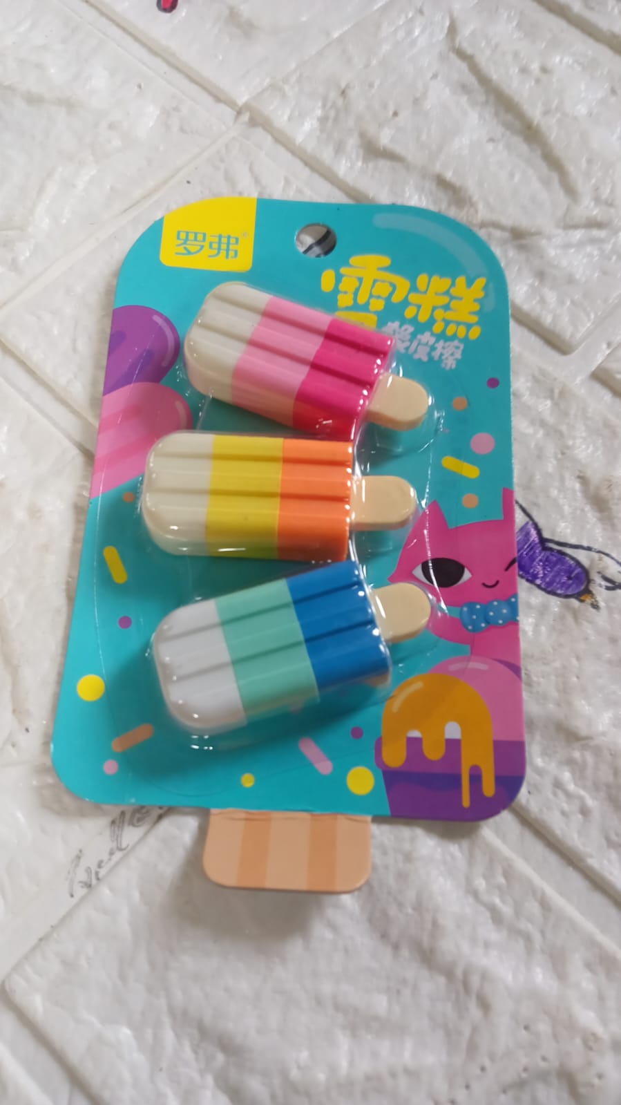 4566 New Ice Cream Stick Erasers for Kids, Pops Fruit-Scented Puzzle Erasers, School Supplies for Kids - Set of 3 4566 New Ice Cream Stick Erasers for Kids, Pops Fruit-Scented Puzzle Erasers, School Supplies for Kids - Set of 3